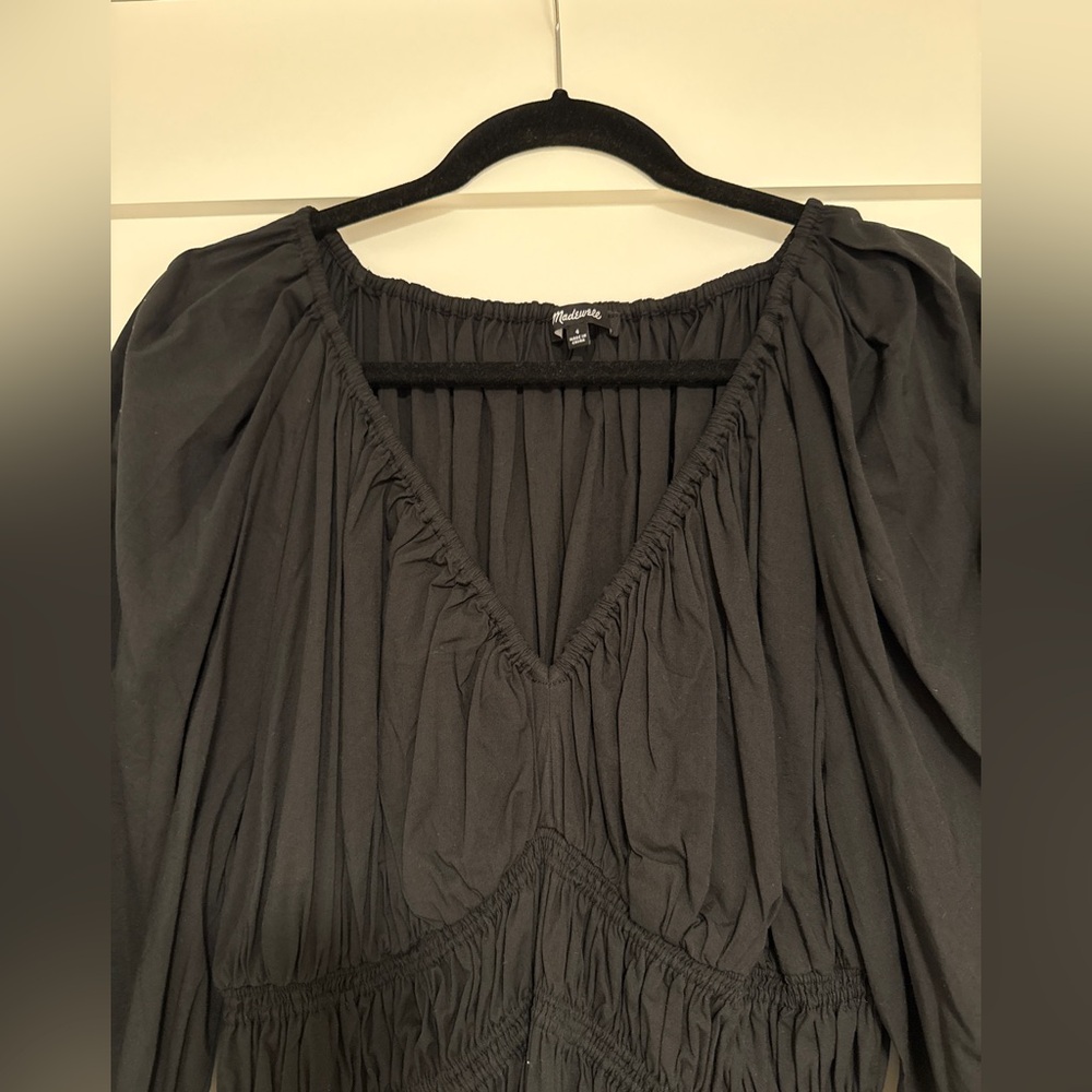 Madewell V-Neck Black Balloon Sleeve Maxi Dress - Size 4